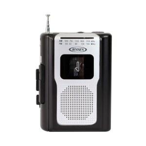 젠슨 CR-100 레트로 포터블 AM /FM 라디오 개인 카세트 플레이어 컴팩트 경량 디자인 스테레오 /레코더 및 내장 스피커 (블랙 시리즈)