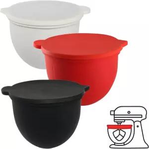 KitchenAid 5 쿼트 스탠드 믹서용 실리콘 라이너 45 액세서리 더 이상 볼 필요 없음 3개와 뚜껑 3개