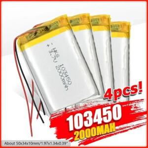 103450 2000mAh 3.7V Lipo 폴리머 리튬 충전식 배터리 GPS 네비게이터 MP5 블루투스 스피커 헤드셋 카메라