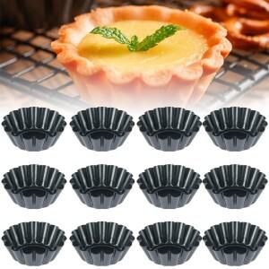 12Pcs 비 스틱 계란 타트  재사호환용   강 케이크 쿠키 베이킹 컵 주방 DIY 도구