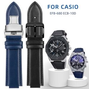Casio Edifice EFB-680D-2A ECB-10D 가죽 스트랩 남성용 시계 밴드 볼록 인터페이스 팔찌 14mm 용 소
