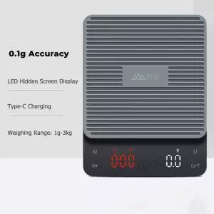 SENSSUN 전자 커피 저울 3kg 고정밀 두 가지 밍 모드 터치 패드 키 300mAh 충전식 디지털 LCD