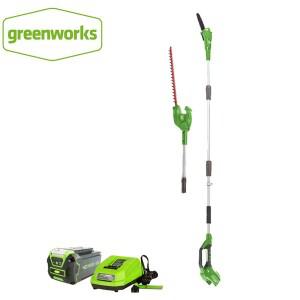 GreenWorks 무선 폴 톱 및 헤지 트리머 정원 가지치기 빗 배터리 충전기 포함 20302G-MAX 40V 8 인치