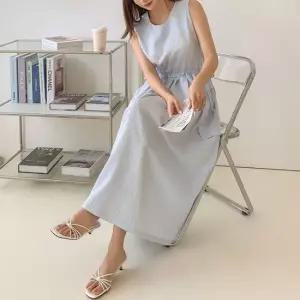 루즈핏 편안한 아이브 민소매 나시 롱 원피스 원피스 빅사이즈원피스 롱원피스