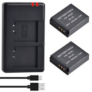 리코 GR IV 카메라용 DB-120 배터리 1850mAh 충전식 리튬이온 타입-C 듀얼 충전기