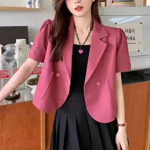 스타일아유 여자 여름 심플 오버핏 박시 반팔 숏 크롭 자켓 데일리 오피스룩 출근룩 JK0150