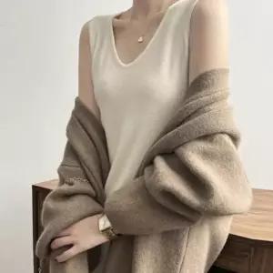 G126348 고급스런 니트모직느낌 H라인 나시 슬림드레스 롱원피스