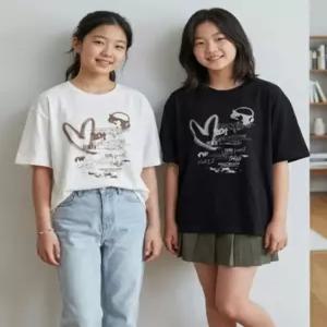 소이주니어 여름옷 여자 5부 블러 루즈핏티 초등 여아 중학생 고학년 와이드티 6M1465