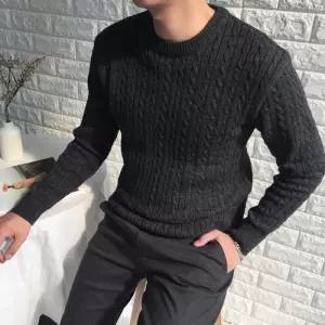 [옷자락]남성 FW 스웨터 쁘띠 라운드 꽈배기 스웨터