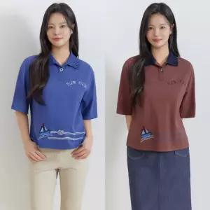 지센 여성 26SS 니트카라 돛단배 5부 티셔츠 LCTSQ332