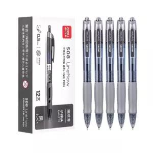 델리 부드럽게 써지는 중성펜 0.5mm 블랙 12자루 한상자 co-01394 (3B1022)볼 중성 볼펜 디자인 디자인볼