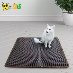 고양이 모래패드 이중 방수 벌집매트 75x55cm 샌드클린 발판 화장실 배변