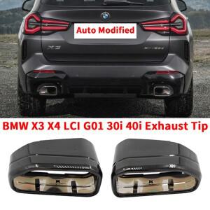 자동차 스테인리스 스틸 배기 팁 사각 파이프 BMW 호환 호환 X3 LCI G01 30i ix eX X4 G02 M 스포츠 머플러