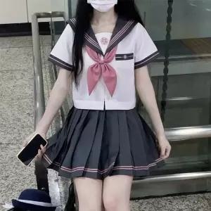 교복몰 세트(반팔) 그레이 핑크라인 일본교복 세라복