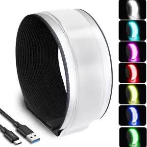 피크파이어 RGB 7가지 색상 전환 가능 LED 암밴드 USB-C 충전식 러너용 360 반사형 러닝 라이트 조거