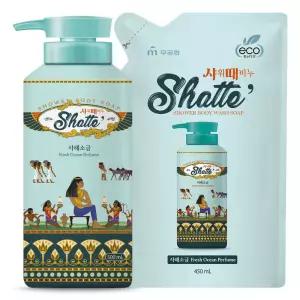 무궁화 샤워때비누 사해소금 바디솝(용기500ml + 리필450ml) 필링 필필 클렌저 클린서 각질제거 관리 묵은