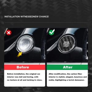 Genesis G70 G80 G90 리얼 하드 카본 파이버 스티커 자동차 시동 엔진 정지 버튼 커버 인테리어