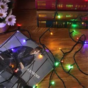 비타리토 태양광 LED 50구 5M 검정선 컬러 전구트리 캠핑 건전지 캠핑알 감성조명 앵두 장식 가랜드 커튼
