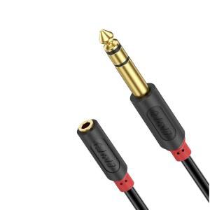 J&D 3.5MM ~ 1/4 헤드폰 어댑터 케이블 골드 도금 오디오 웨이브 시리즈 1/8인치 여성 TRS 6.35MM 1/4인치 남성 스테레오 믹서 기타 피아노 앰프 스피커 3FT