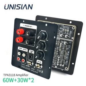 UNISIAN 2.1 채널 오디오 앰프, 디지털 서브우퍼 파워 가정용 사운드 스피커, 60W + 30W TPA3118
