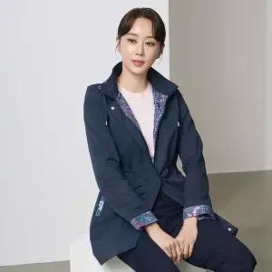 바네사리찌 [3color] [55-100] 체크 플라워 후드 배색 자켓