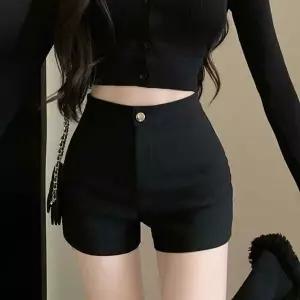 [RIZPICK]여성 블랙 하이웨스트 숏팬츠 기모 핫팬츠 슬림핏