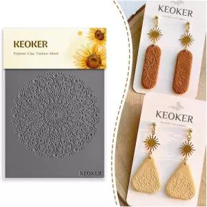 KEOKER 폴리머 클레이 텍스처 시트 세트 귀걸이용 몰드 보호 커터와 함께 작동 롤러와 동일한 효과 1