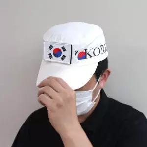흰색 태극기 부착용 자수 마크 의류 가방 장식용 와펜 패치