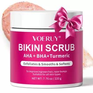 10 AHA+BHA 강황이 함유된 비키니 부위 각질 제거제 겨드랑이 위한 인그로운 헤어 면도기 범프 피부 보습