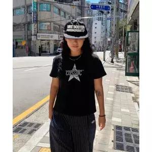 COSO w스타 크랙 크롭 티셔츠 BLA 1263489