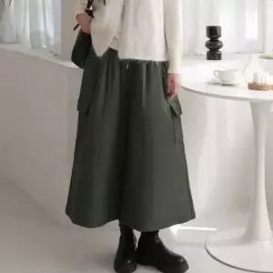 오너클랜 패딩 치마바지 여성 와이드 카고 솜바지 겨울 보온 팬츠 패딩바지 건빵바지 치마바지