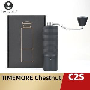 TIMEMORE 밤나무 C2S 수동 커피 그라인더 새로운 업그레이드 통합 금속 바디 휴대용 핸드 그라인더 여행 캠