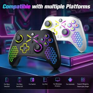 호환 Xbox One 컨트롤러용 Turpow RGB 게임패드  시리즈 S/X 듀얼 바이브라 6축 자이로스코프 무선 콘솔