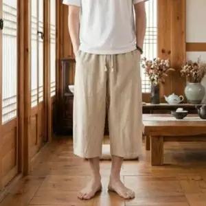 마바지 여름 남자7부린넨반바지 배기 팬츠 린넨 남성 7부 빅사이즈 와이드