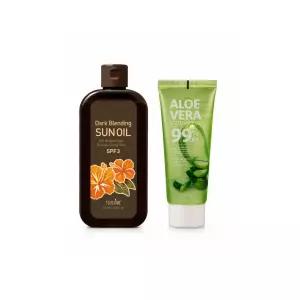 비치 다크 블렌딩 선 오일 대용량 250ml + 알로에 수딩젤 썬탠