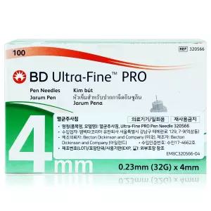 [32G 4mm]비디 울트라파인 프로 펜니들 1박스 100개|마이크로파인 BD 인슐린 주사기 주사바늘