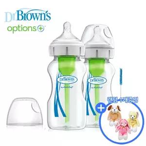 닥터브라운 와이드넥 옵션스플러스 유리젖병 270ml 트윈팩(2P) +인형랜덤1개