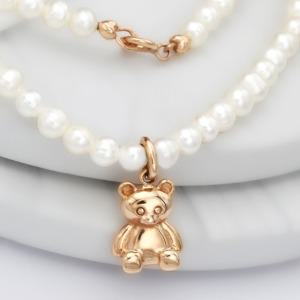 14k 곰돌이(대) 진주비드 목걸이