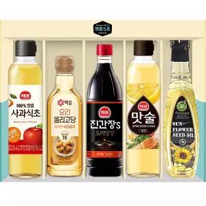 명품5종 선물세트 /추석명절 단체선물 답례품 식용유 간장 식초 올리고당 해표 백설 직원 회사단체