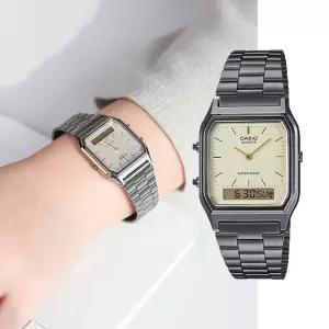 백화점AS가능 카시오 빈티지 사각 스퀘어 레트로 메탈시계 AQ-230GG-9ADF 남녀공용 커플 학생 지코스모제품