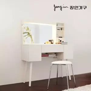 장인가구 뜨레야 LED 거울 원목 콘솔 수납 화장대 (스툴 미포함)