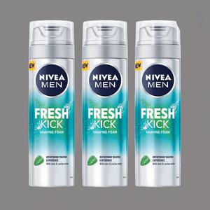 니베아 맨 프레시 킥 쉐이빙 폼 면도크림 200ml X 3개 피부저자극