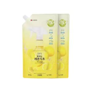 세이프 뿌리는 레몬식초 주방세제 스프레이 리필 725ml 2개(과일 채소식기 도마 세척용)