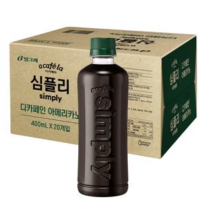 빙그레 아카페라 심플리 디카페인 아메리카노 400ml (20개) 진하고 깔끔한 대량 구매