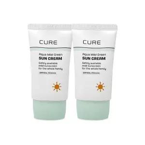 [셀러허브]김정문알로에 큐어 아쿠아 마일드 그린 선크림 40ml(SPF50+) 2개 Ss (S33704204)
