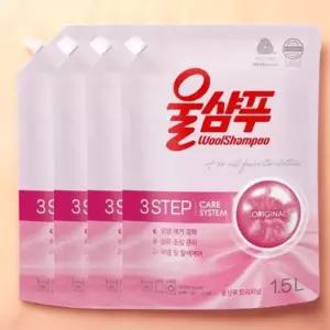 애경 울샴푸 오리지널 리필 1.5L 4팩 울 중성 세탁세제