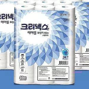 크리넥스화장지 두루마리 3겹 에어셀 40mx24롤x1팩 휴지 유한킴벌리 순수소프트 데코앤소프트 가정용 티슈m