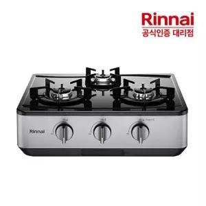 [전국설치]린나이 3구 고화력 자동불꽃 스마트 조절 러스틱 실버 가스레인지 RT-6520I GS