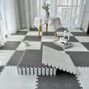 DIY 린넨 패치워크 러그 퍼즐매트 거실 층간소음 놀이방 30x30cm 10장 1세트