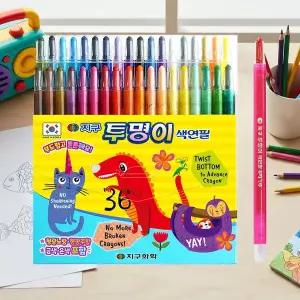 투명이 돌돌이 지구 샤프 색연필 36색 금색 은색 형광